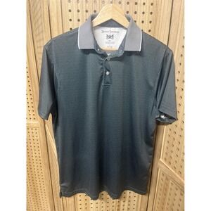 Hickey Freeman Golf Mens Navy Blue Geometric Print Performance Polo Shirt Size S